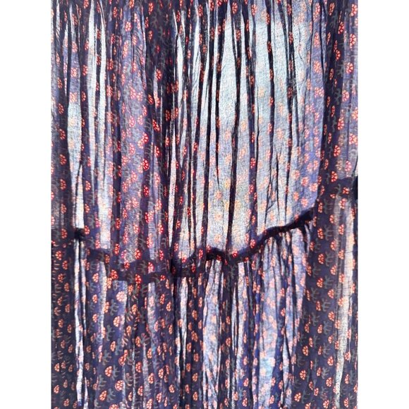Vintage 80's JASMINE India Navy Blue Printed Cotton Voile Midi Skirt, Size M - Picture 12 of 16